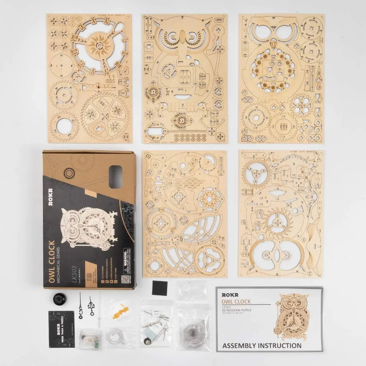 Robotime Rokr 3D Puzzle Owl Clock Kit