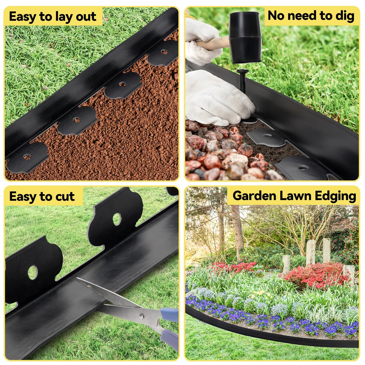 Feature Flexible Garden Edging Border Kit With Anchoring Spikes