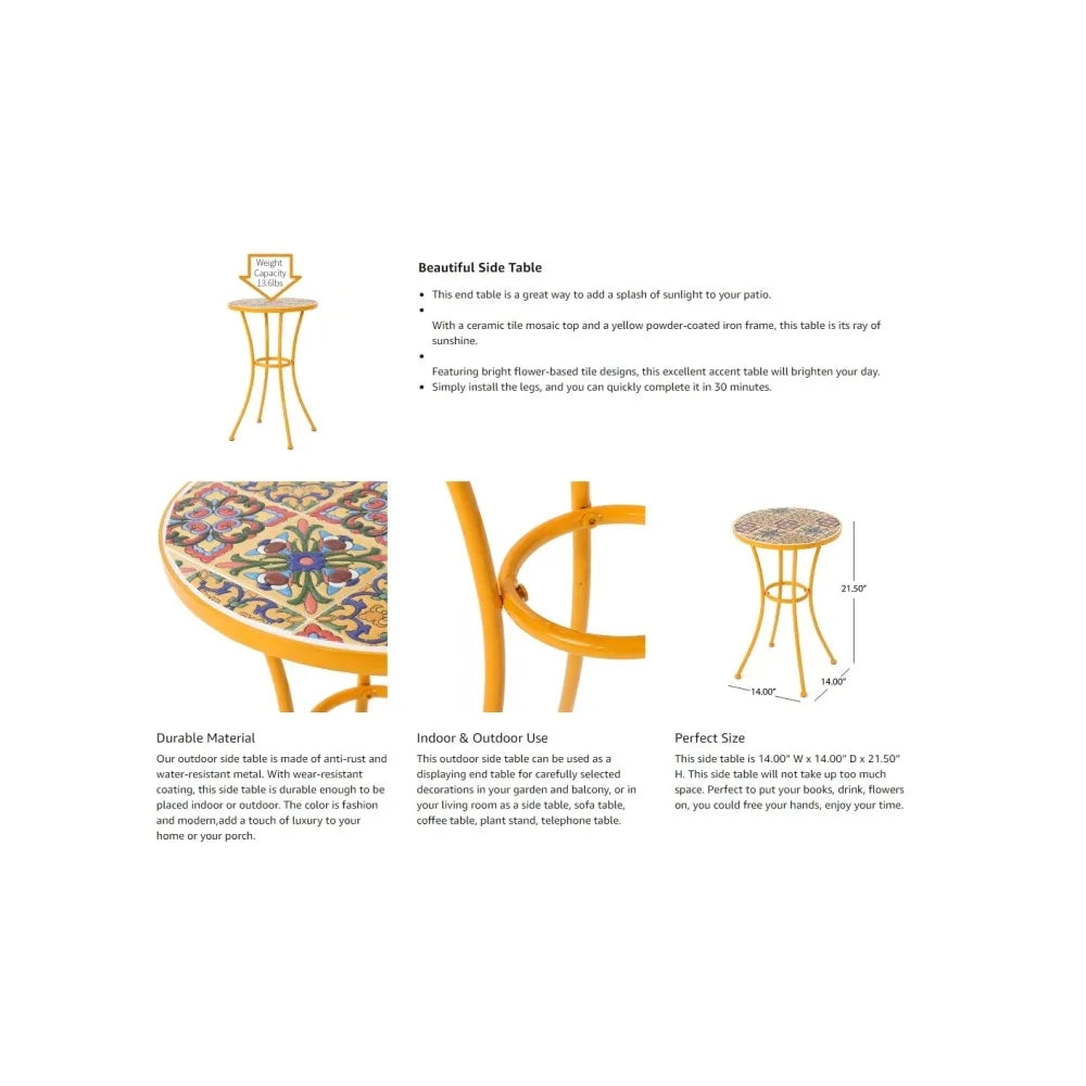 Hign-concerned Outdoor Side Table Anti Rust Metal Weather Resistant