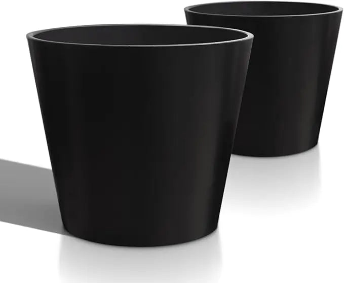 PremiumIndustrialResinStonePlanter TwoPack ExtraWide WeatherResistant Outdoor Pots