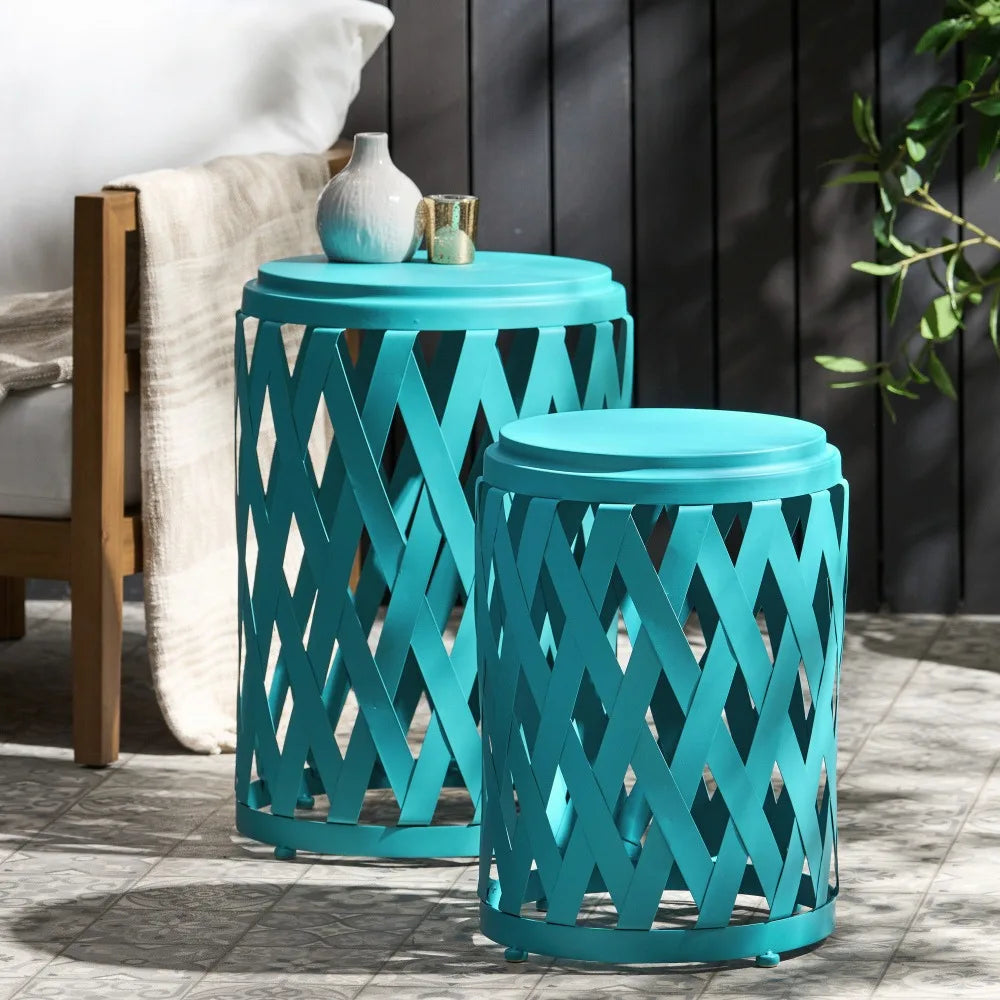 Hign-concerned Two Tables Outdoor Lattice Design Side Tables