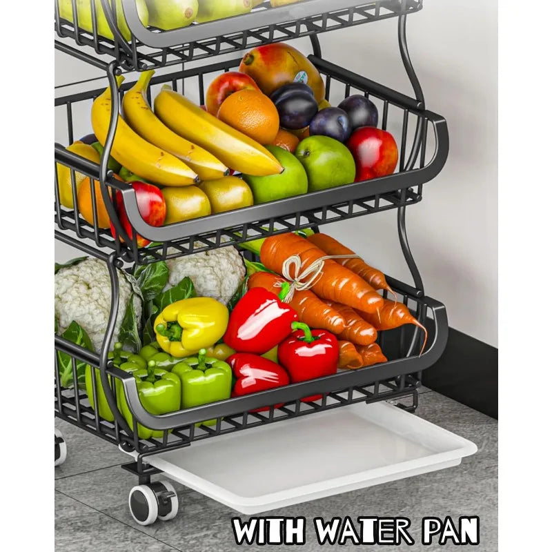 High-concerned Wire Storage Baskets With Wheels Six Tier Cart For Kitchen Fruit And Vegetables