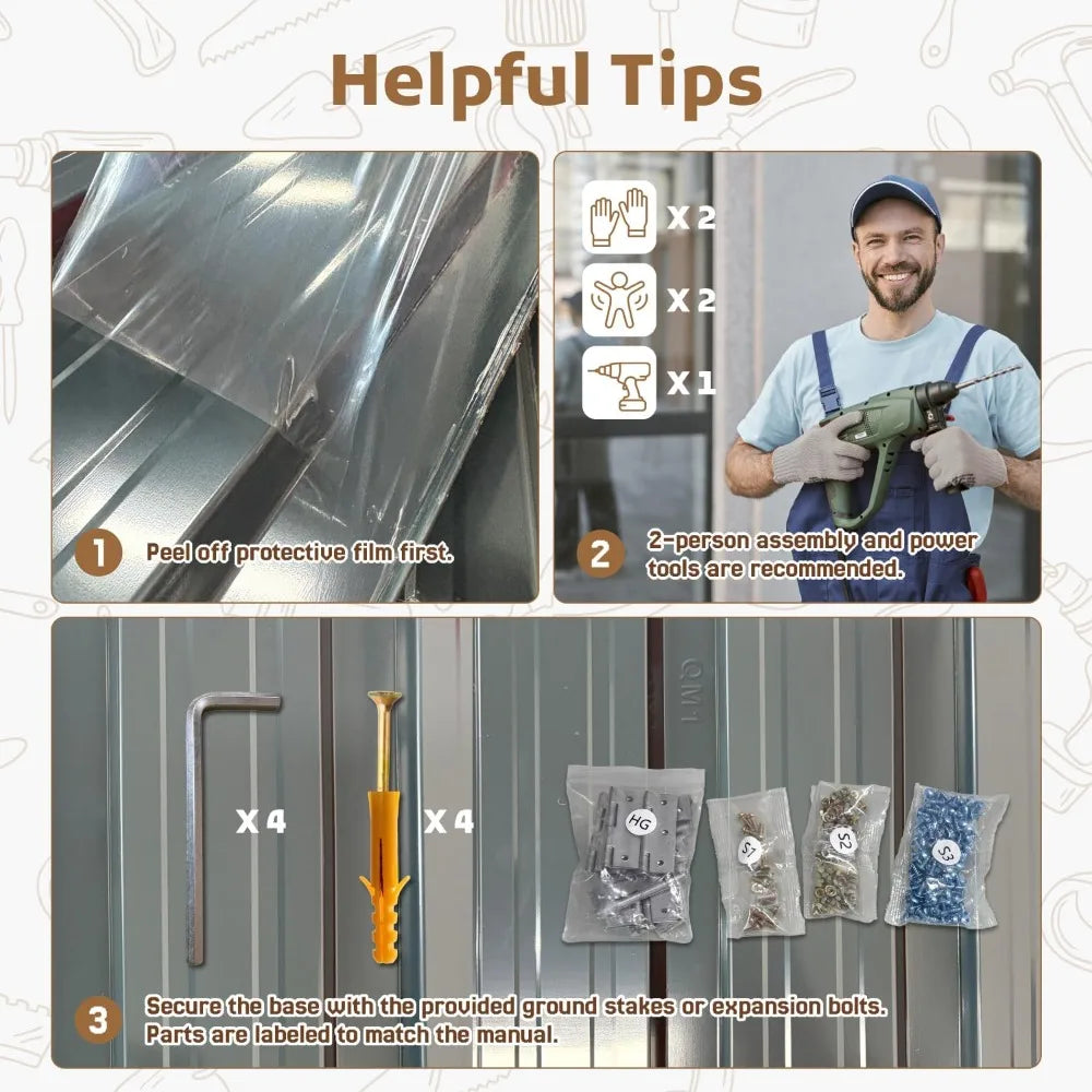 Outdoor Trash Can Storage Shed For Three Galvanized Steel Cans With Lockable Door And Weather Resistant Cover