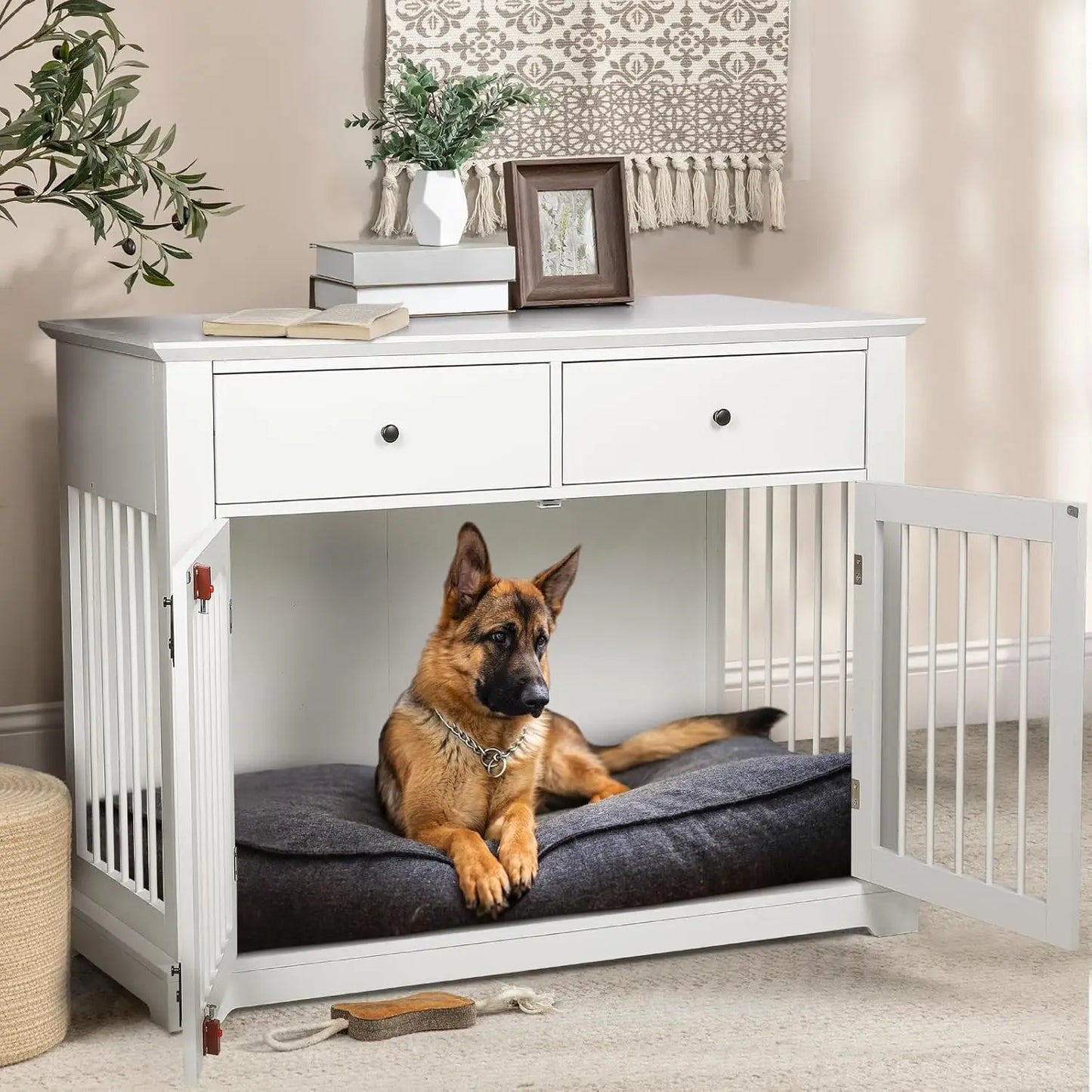 HUANZHUANG PremiumDurableIndustrial Wooden Dog Crate End Table With Lockable Drawers