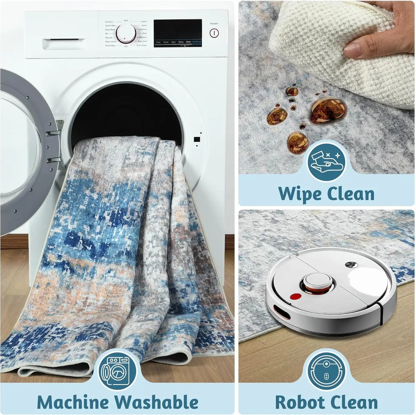 NoahasCN LuxuriantLivingRug ModernAbstract BohemianDesign NonSlip WashableDurable HomeIndoor RoomFilling SoftpilePolyester
