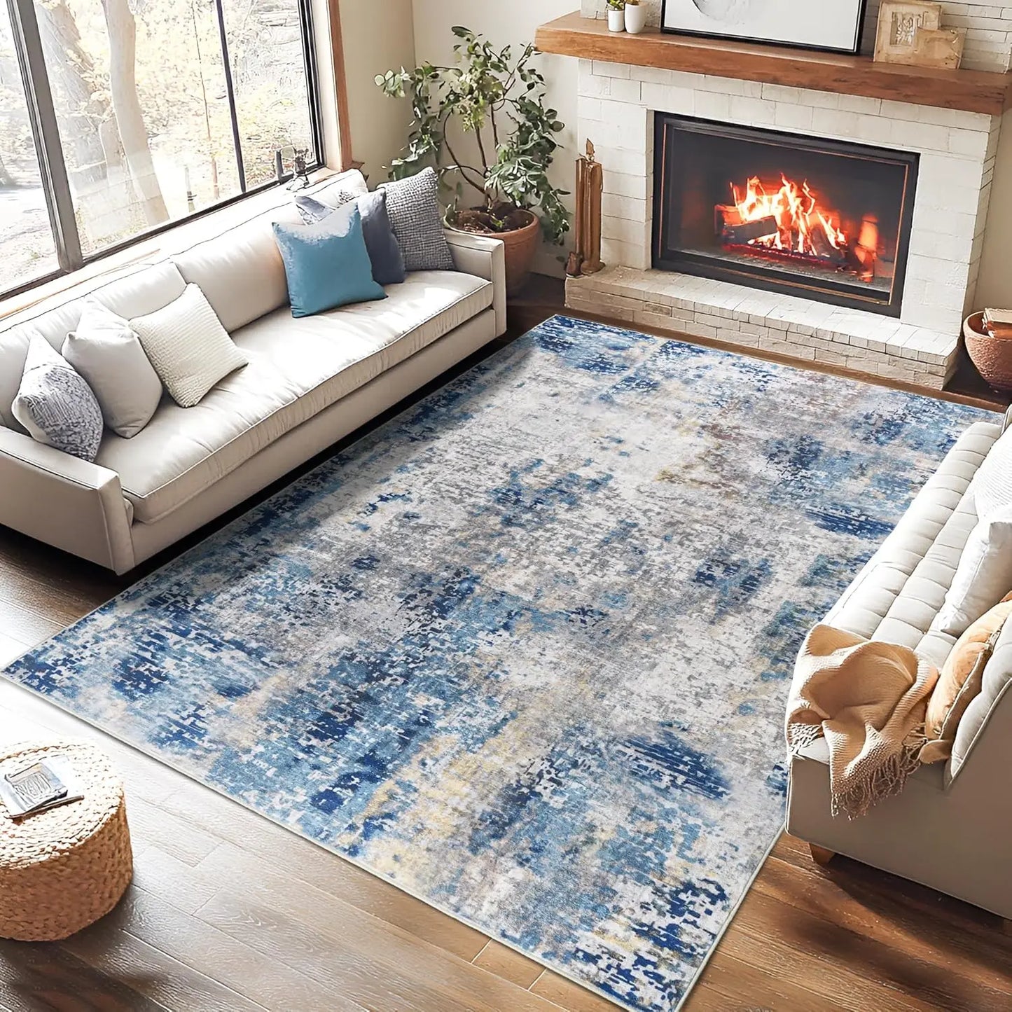 NoahasCN LuxuriantLivingRug ModernAbstract BohemianDesign NonSlip WashableDurable HomeIndoor RoomFilling SoftpilePolyester