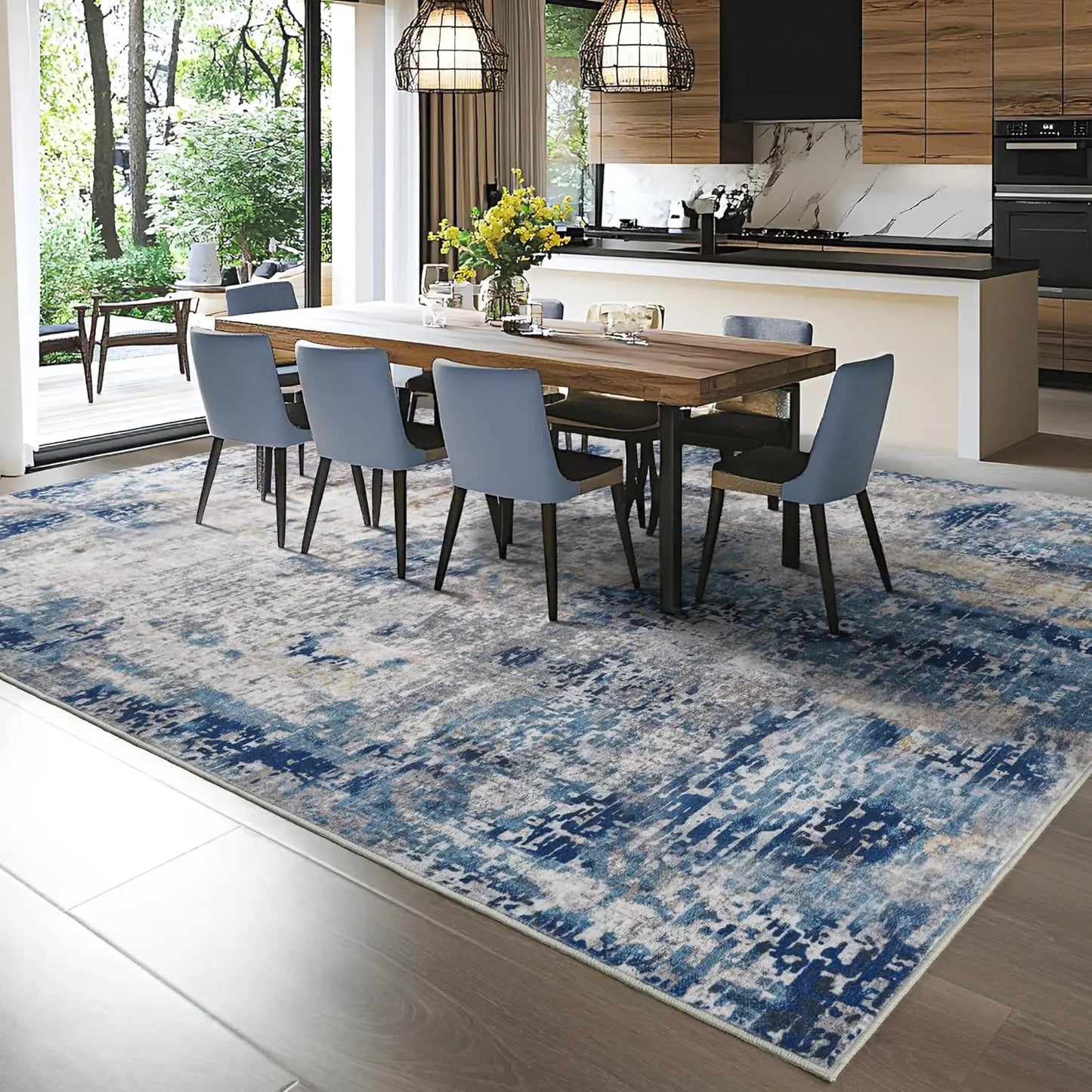 NoahasCN LuxuriantLivingRug ModernAbstract BohemianDesign NonSlip WashableDurable HomeIndoor RoomFilling SoftpilePolyester