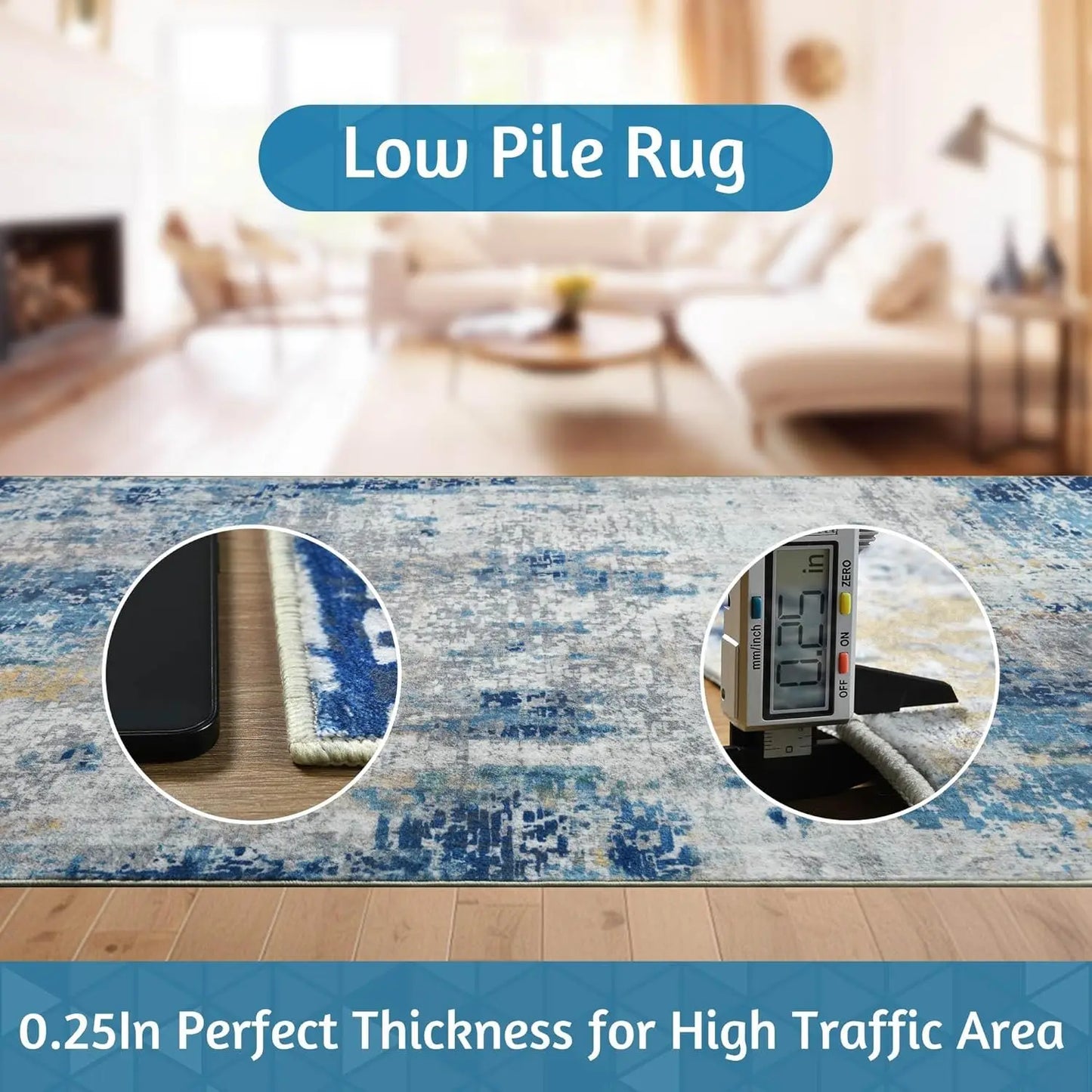 NoahasCN LuxuriantLivingRug ModernAbstract BohemianDesign NonSlip WashableDurable HomeIndoor RoomFilling SoftpilePolyester