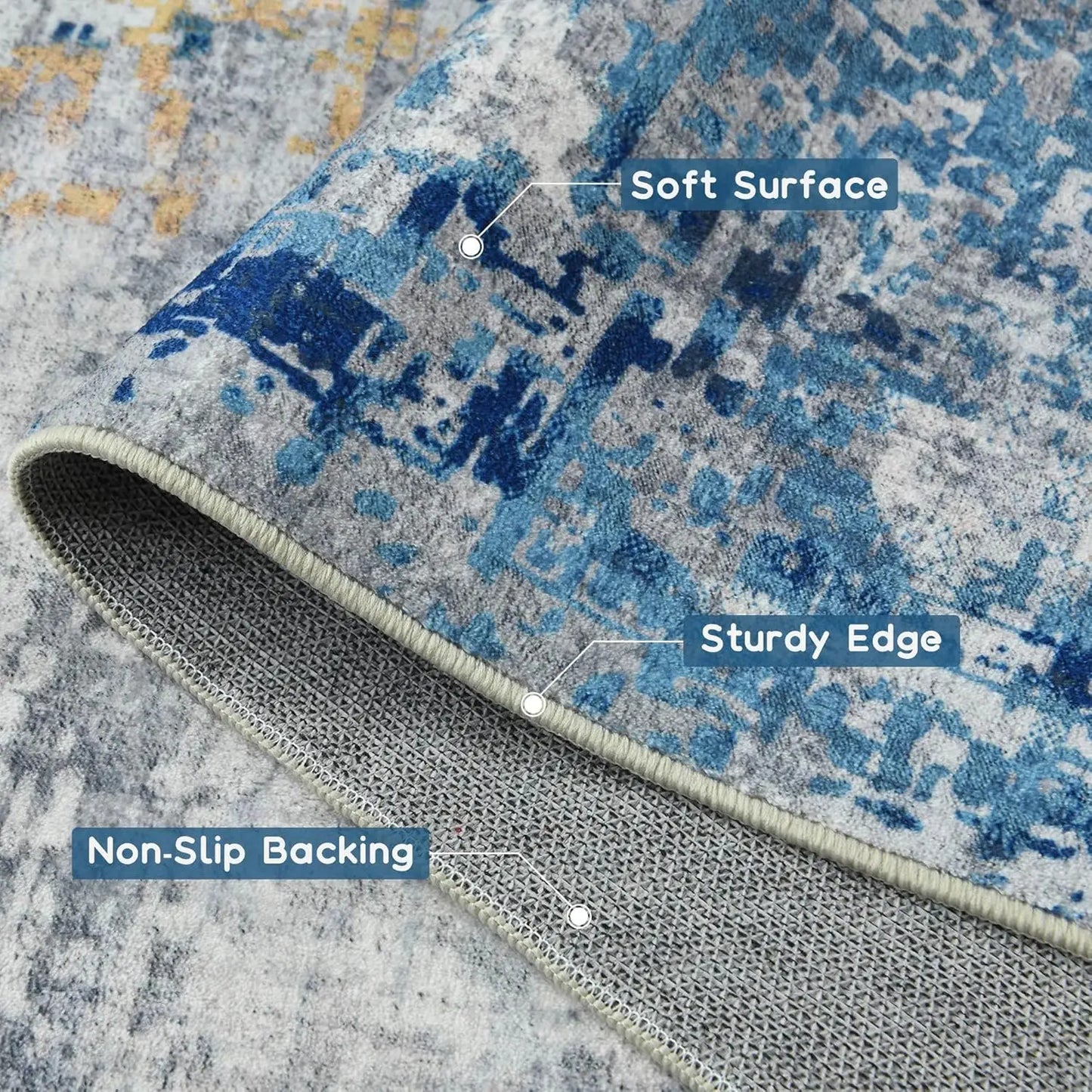 NoahasCN LuxuriantLivingRug ModernAbstract BohemianDesign NonSlip WashableDurable HomeIndoor RoomFilling SoftpilePolyester