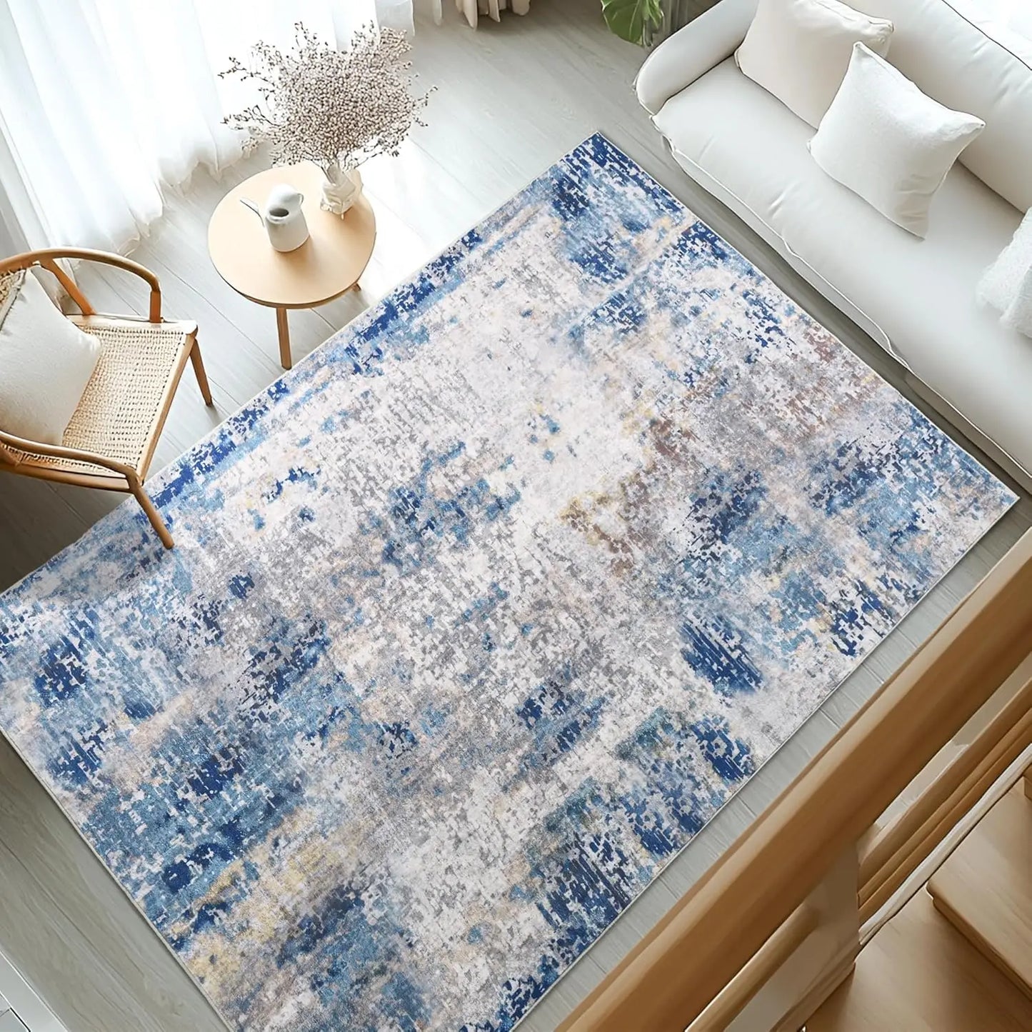 NoahasCN LuxuriantLivingRug ModernAbstract BohemianDesign NonSlip WashableDurable HomeIndoor RoomFilling SoftpilePolyester