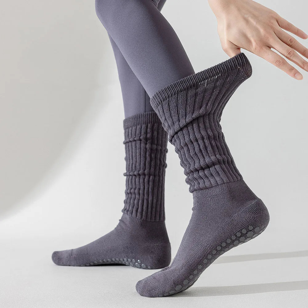 Yoga Socks Women Non-Slip Cotton Dot Silicone Knee-High Grip Socks