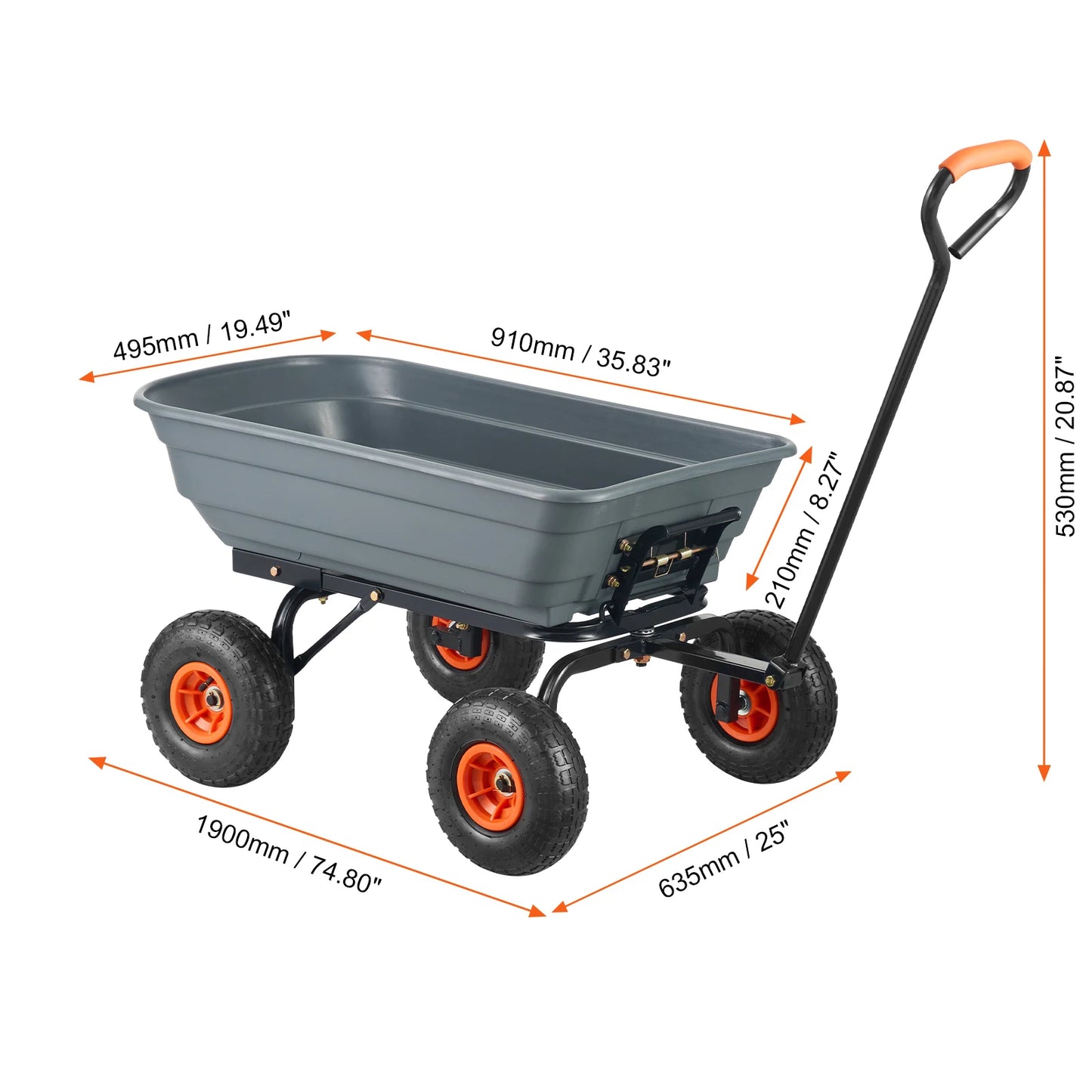 SucceBuy Poly Garden Dump Cart Durable 2 In 1 Handle