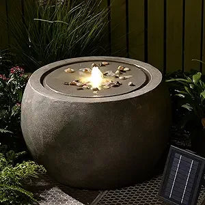 Tankana Garden Water Fountain Outdoor Round Bubbler Water Feature With Lights And Pump