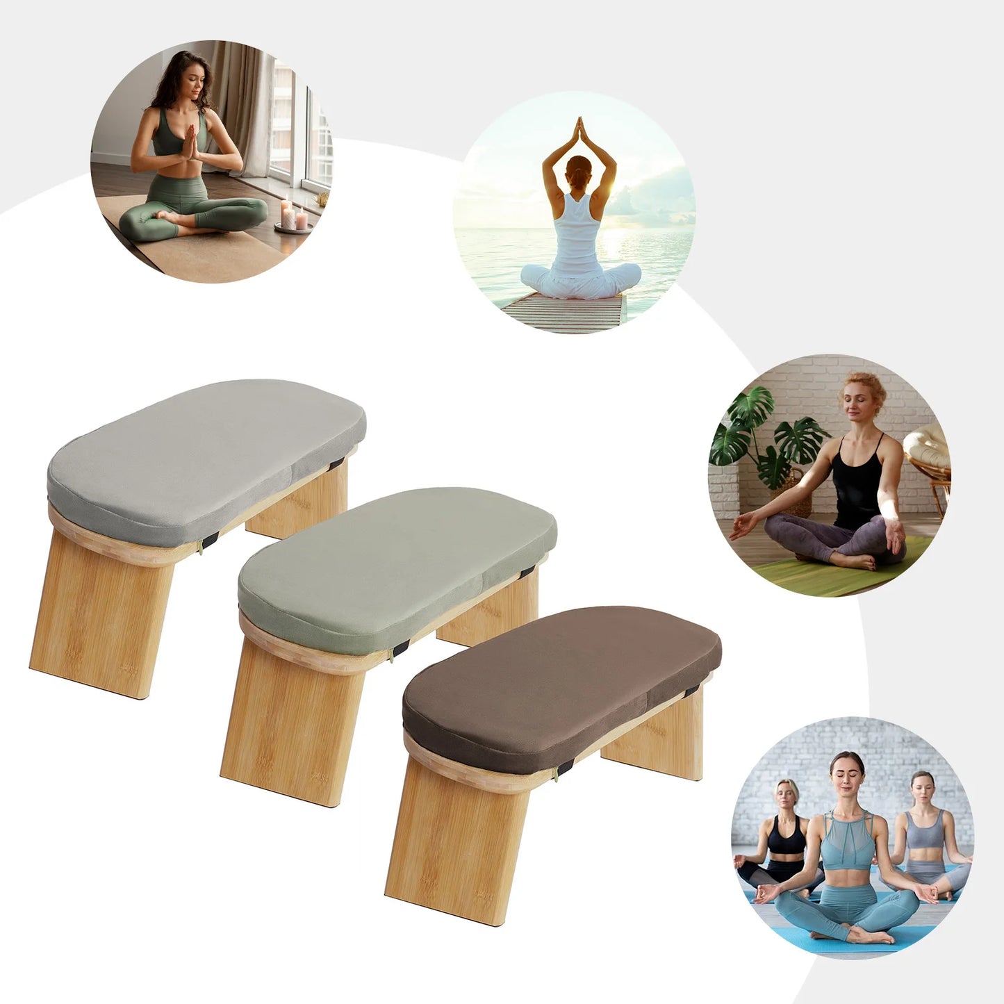 Folded Modern Meditation Bench Foldable Ergonomic Stool Carrying Bag