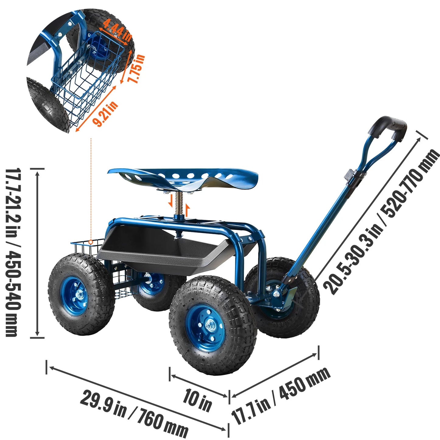 VEVOR Garden Cart Rolling Workseat With Wheels For Planting
