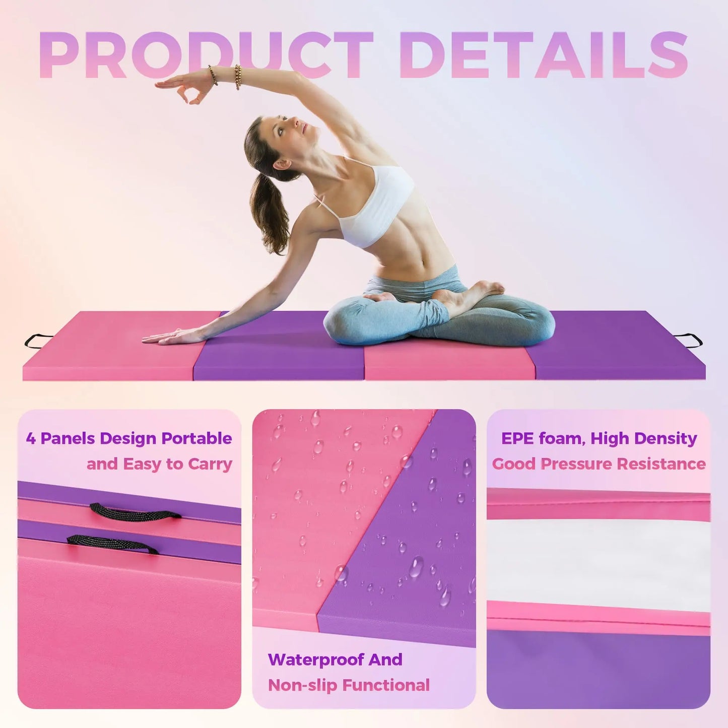 Hign-concerned Folding Gymnastics Mat for Exercise, Yoga and Pilates