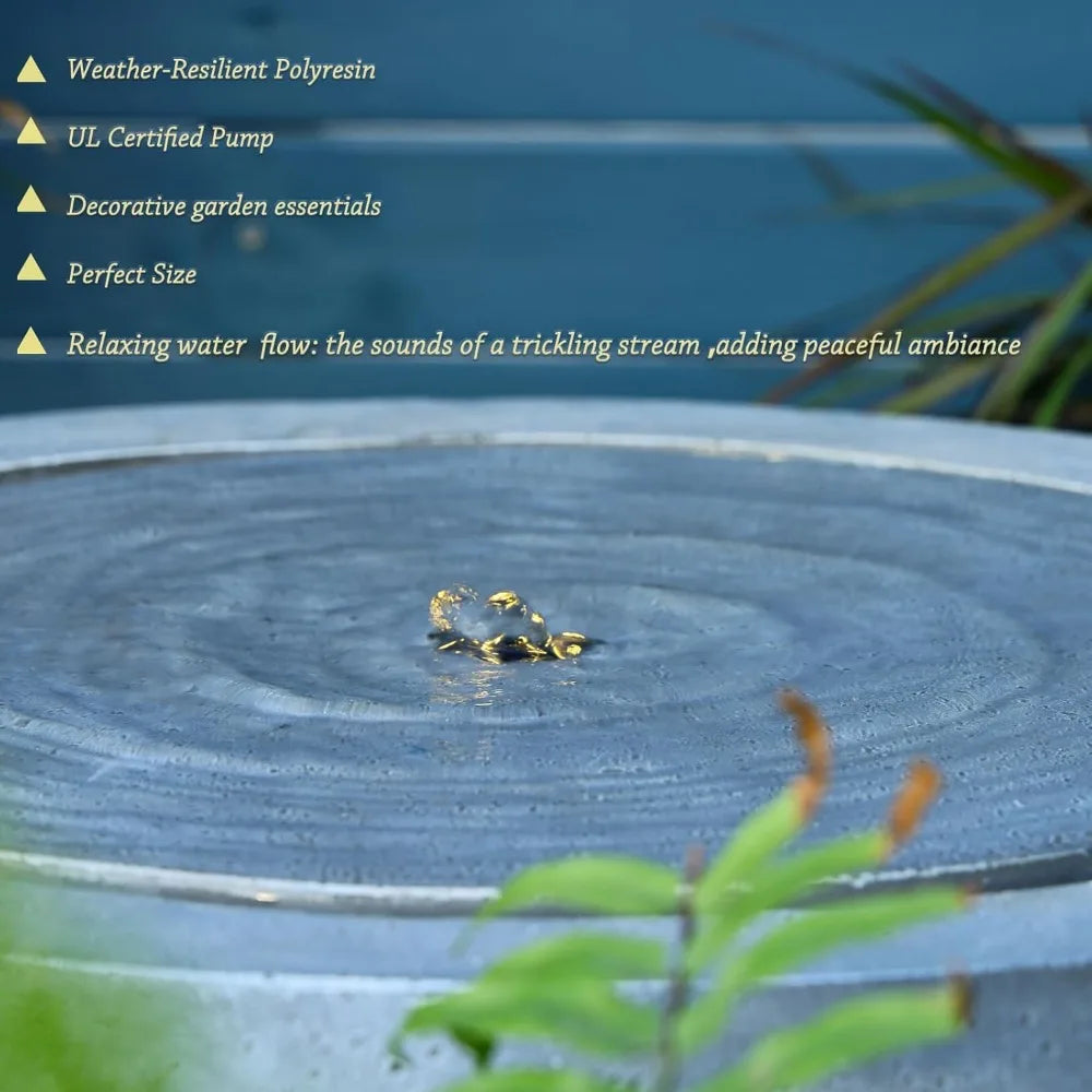 Tankana Garden Water Fountain Outdoor Round Bubbler Water Feature With Lights And Pump