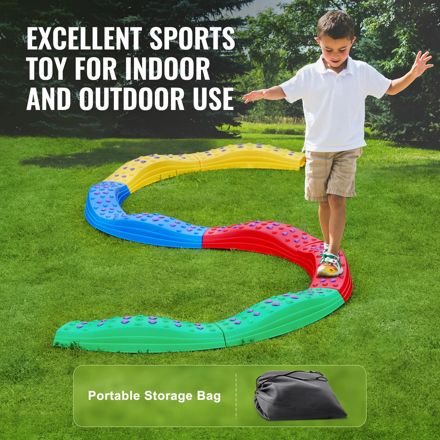 SucceBuy Kids Balance Beam Toddler Stepping Stones Non Slip Outdoor