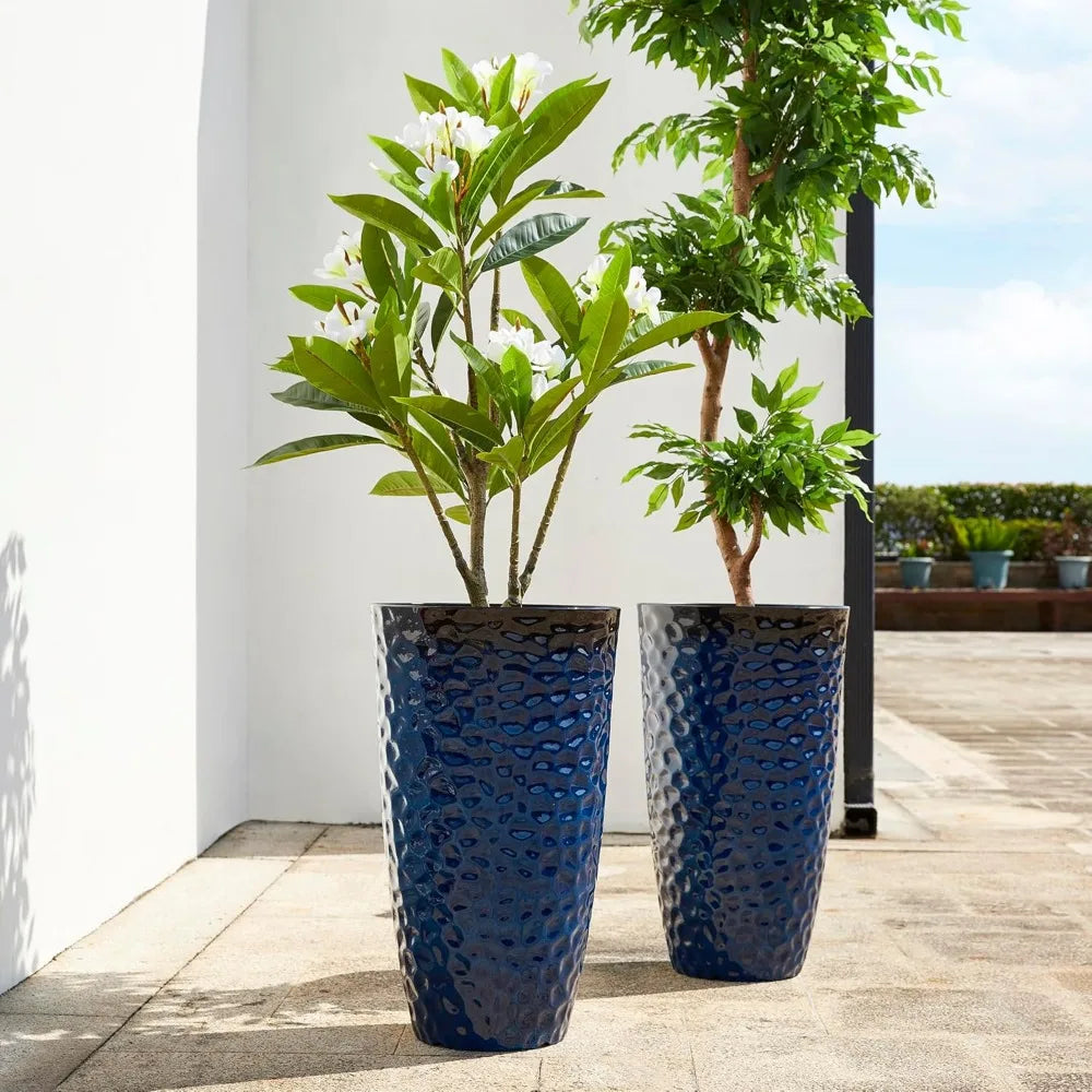 JIAOYING Tall Planter TwoPack HoneycombTextured WeatherproofUVProtected Modern Outdoor