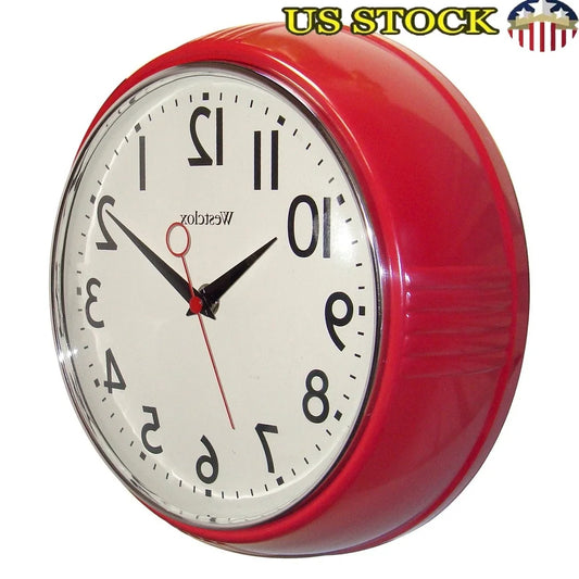 Combination Retro Wall Clock ConvexGlassLensQuartzAnalogTimepiece DecorOfficeDisplay