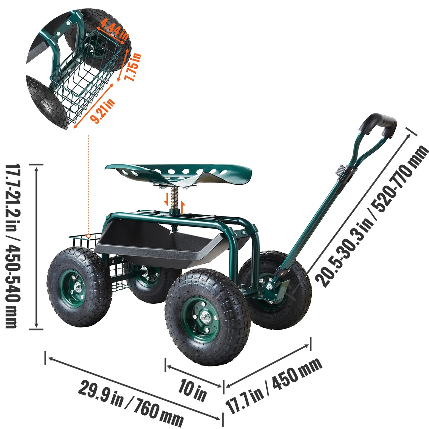 VEVOR Garden Cart Rolling Workseat With Wheels For Planting
