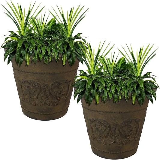 Arabella Large Polyresin Outdoor Plant Pot With Drainage