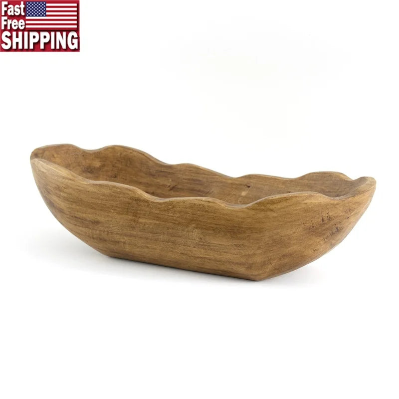 Hign-concerned Indoor Dough Bowl Carved Wood Centerpiece For Exquisite Decoration
