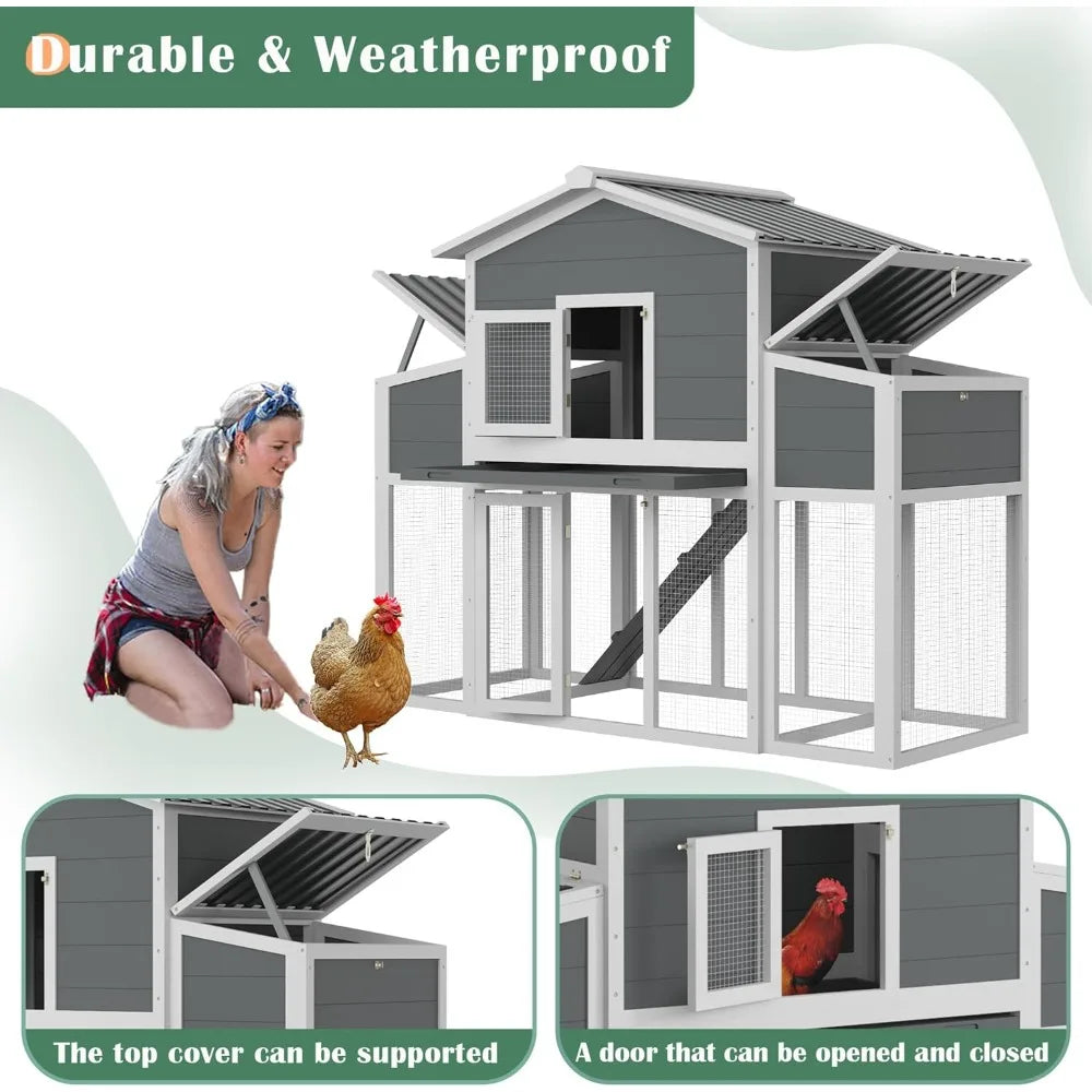 Wooden Chicken Coop for Outdoor Run With Nest Boxes