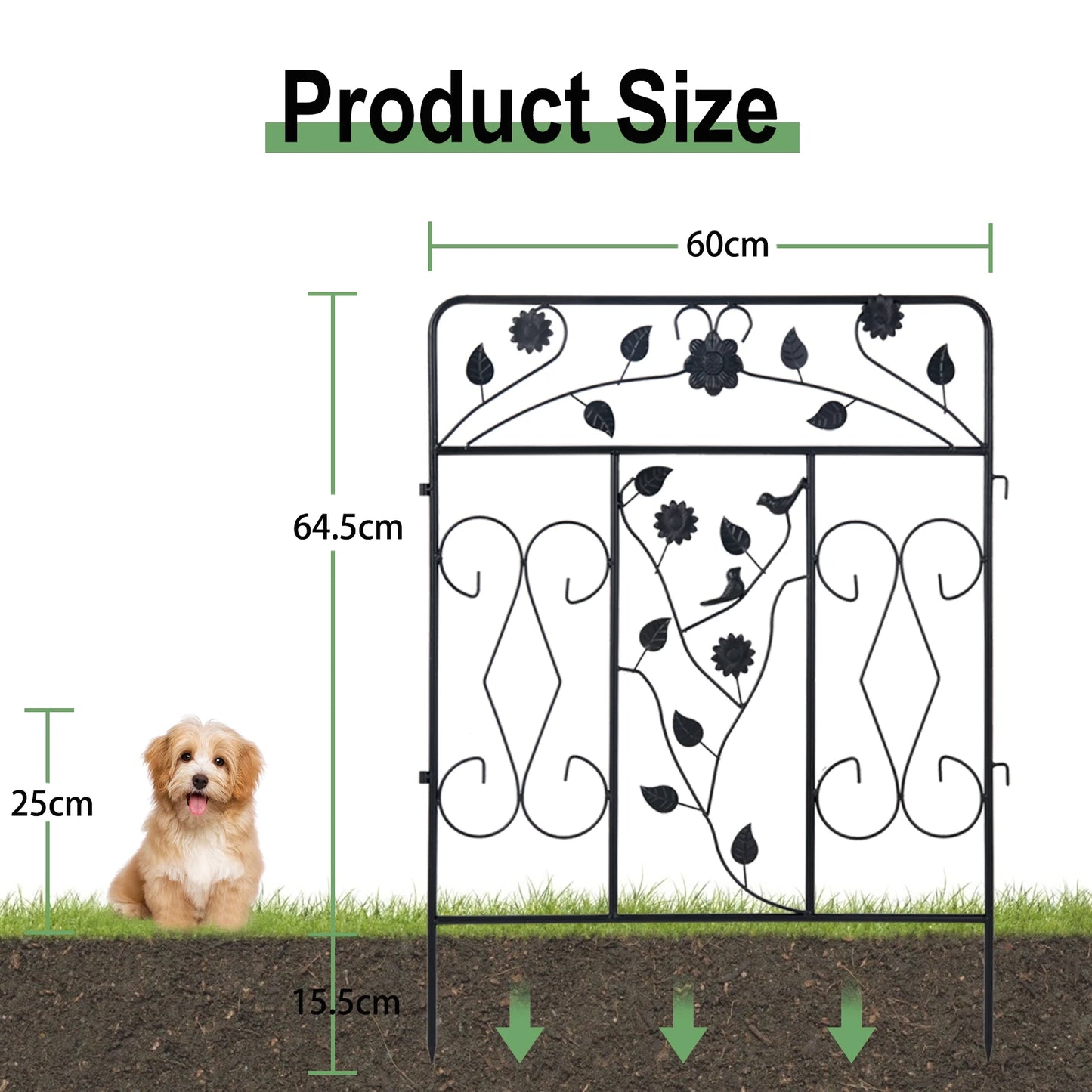 5 Pack Black Coated Steel Decorative Garden Fence Panels 32 By 24 Inch Metal Border Folding Fence