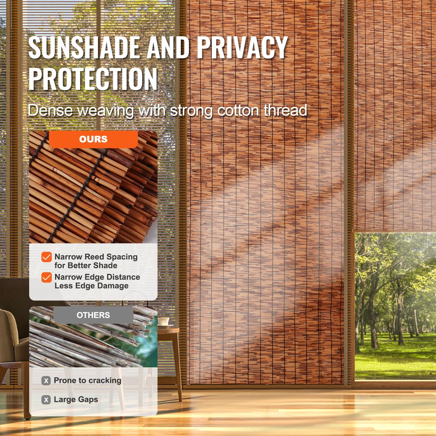 SucceBuy Natural Reed Fencing For Outdoor Balcony Patio Privacy Fence Divider Decorative Roll