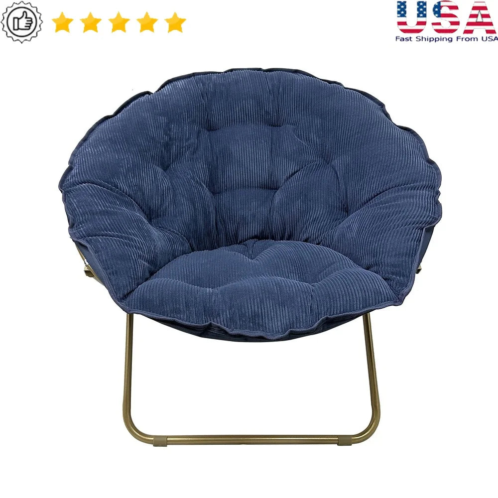 XMSJ Foldable Corduroy Saucer Chair for Kids and Teens