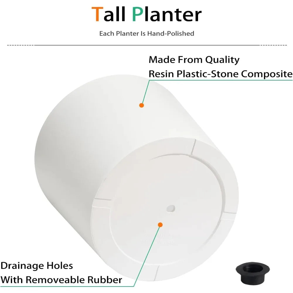 PremiumIndustrialResinStonePlanter TwoPack ExtraWide WeatherResistant Outdoor Pots
