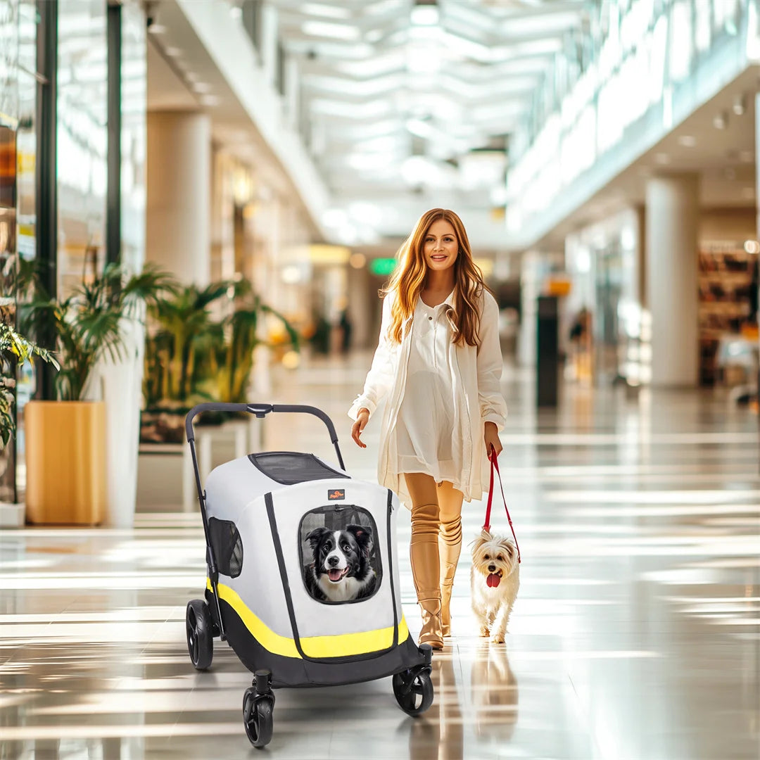 Foldable Dog Stroller With Four Heavy Wheels