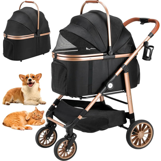360 Degree High Wheels Foldable Pet Stroller 2in1 Dog Buggy