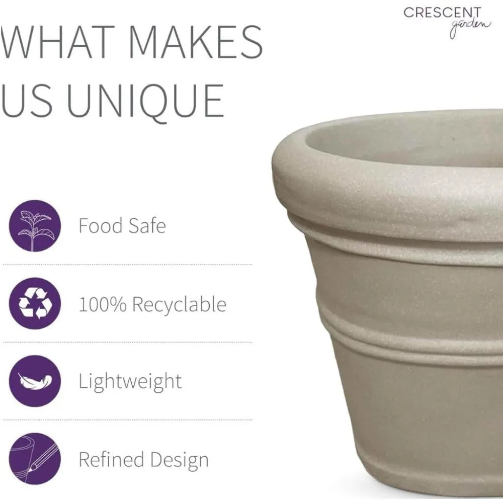 Brunello Classic Rolled Rim Planter Indoor Outdoor Weather Safe