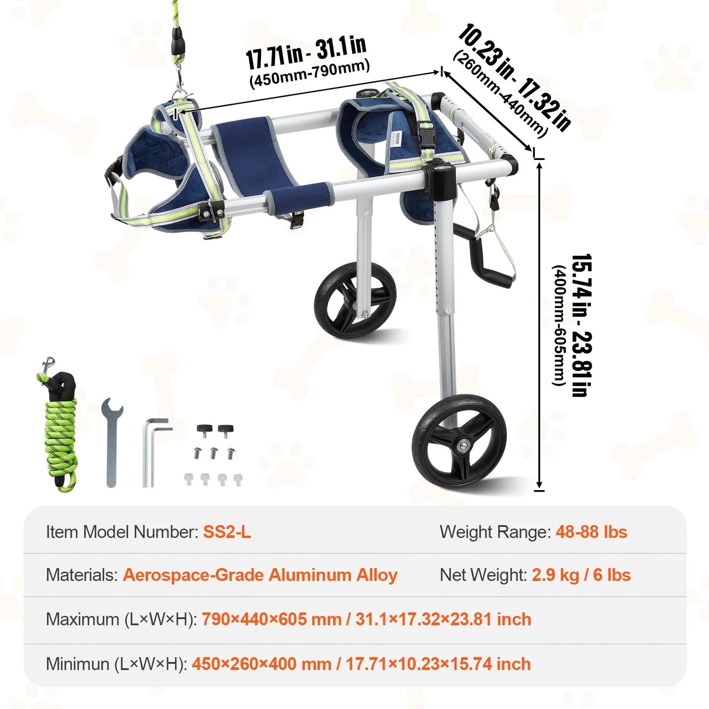 Hign-concerned SucceBuy 2 Wheels Dog Wheelchair For Back Legs