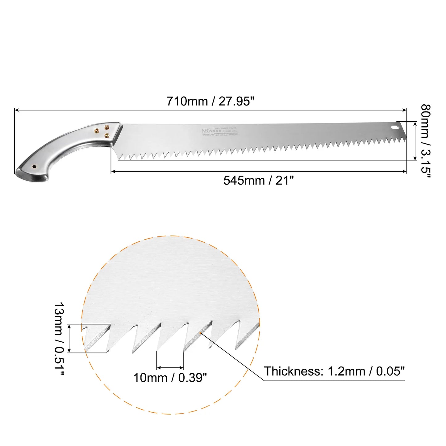 Pruning Saws Straight Blade Hand Saw Iron Handle for Camping Garden Wood Tree Branches Trimming 21 Inch