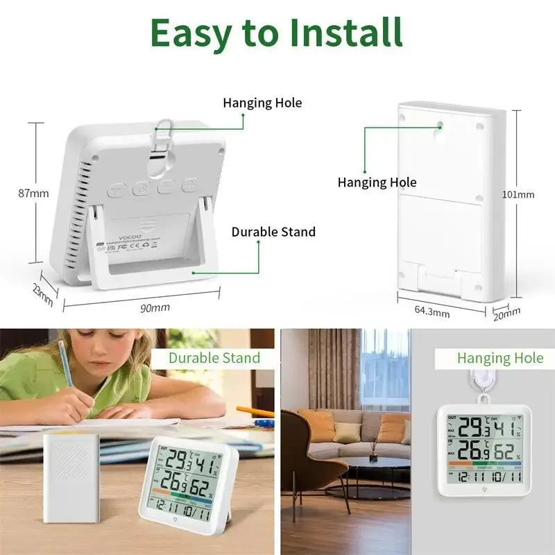 NOKLEAD Weather Station Indoor Outdoor Wireless Thermometer Hygrometer