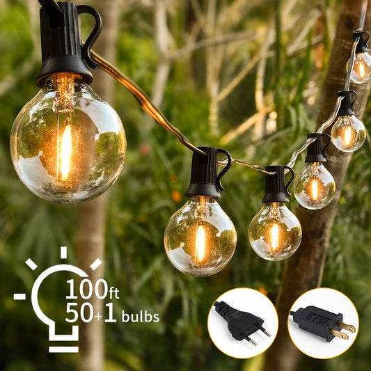 Burhui LED Fairy String Lights G40 Outdoor Patio Garden For Wedding Decor