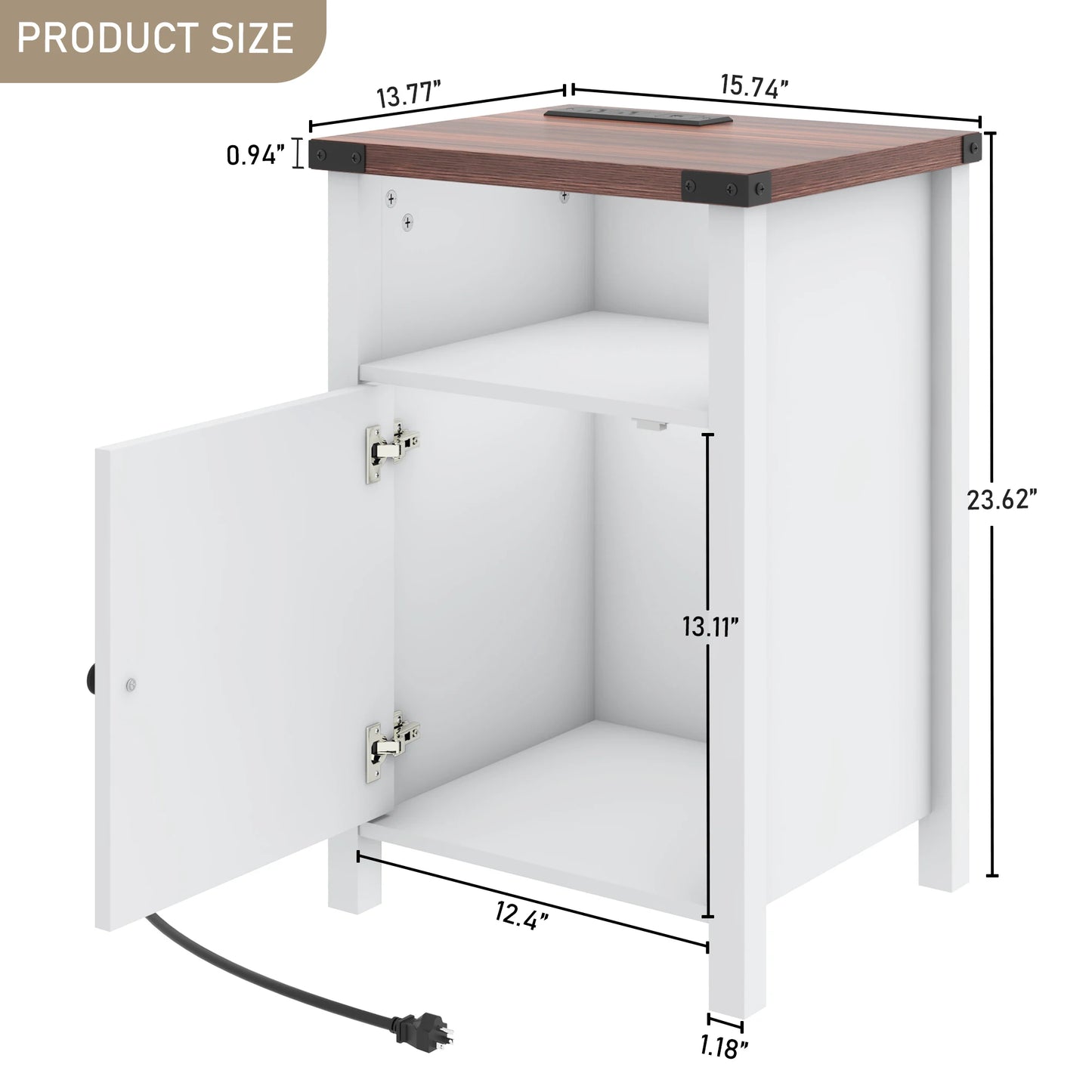 QiaoShiRen Farmhouse End Tables Set Of 2 With Charging Station