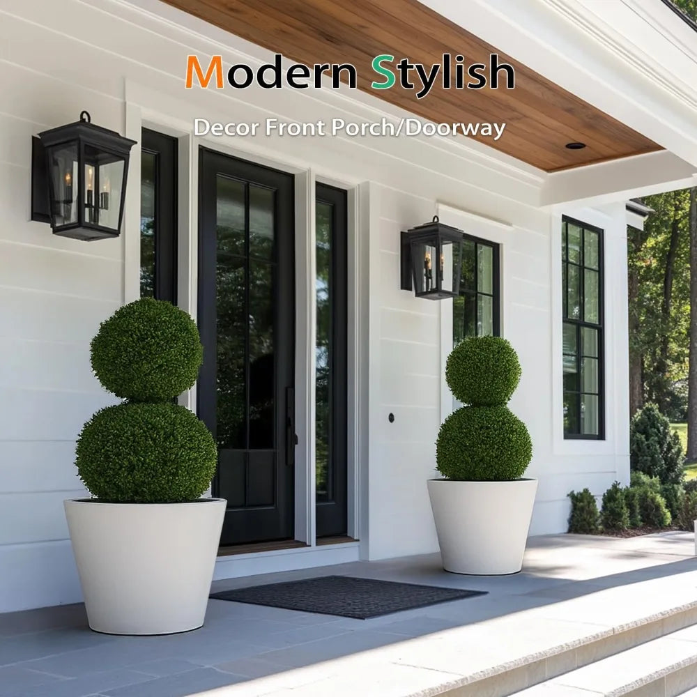 PremiumIndustrialResinStonePlanter TwoPack ExtraWide WeatherResistant Outdoor Pots