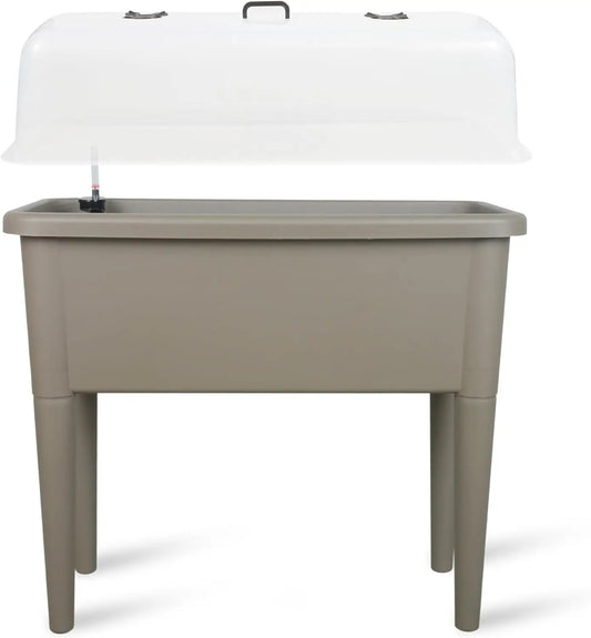 Finishing 13.2 Gallon Self Watering Raised Garden Bed With Ventilation Transparent Lid Greenhouse