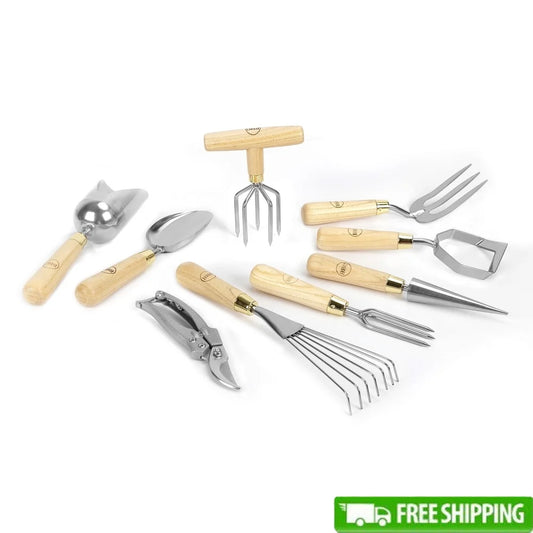 XMSJ Stainless Steel Garden Tool Set With Wood Handles