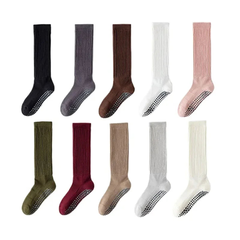 Yoga Socks Women Non-Slip Cotton Dot Silicone Knee-High Grip Socks