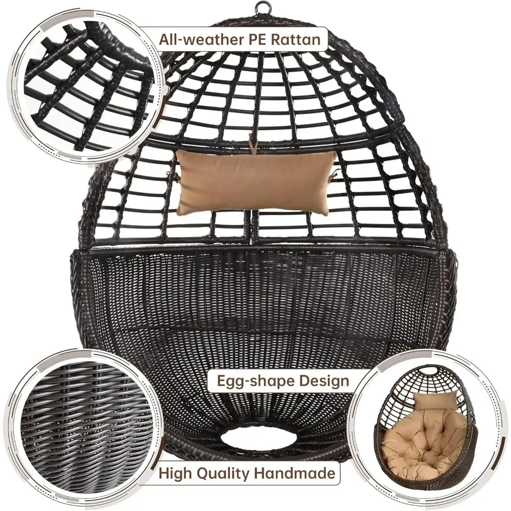 ZUIYU Hanging Egg Chair With Stand Rattan Swing Chair