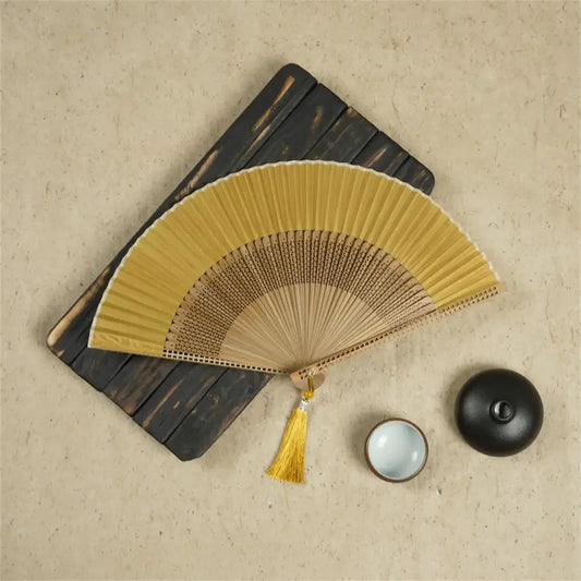 Fan Covering Bamboo Folding Hand Fan Vintage Wedding Prop