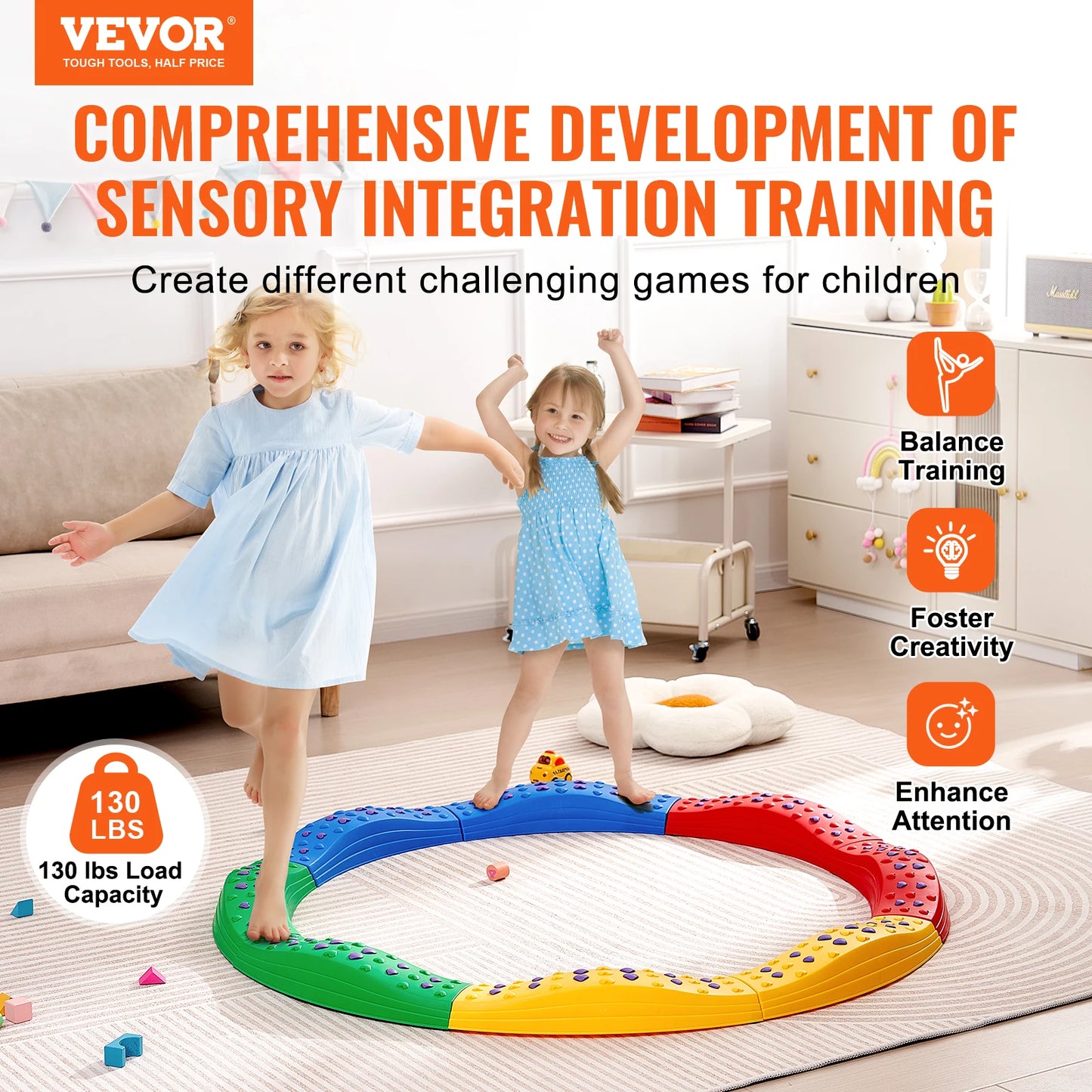 SucceBuy Kids Balance Beam Toddler Stepping Stones Non Slip Outdoor