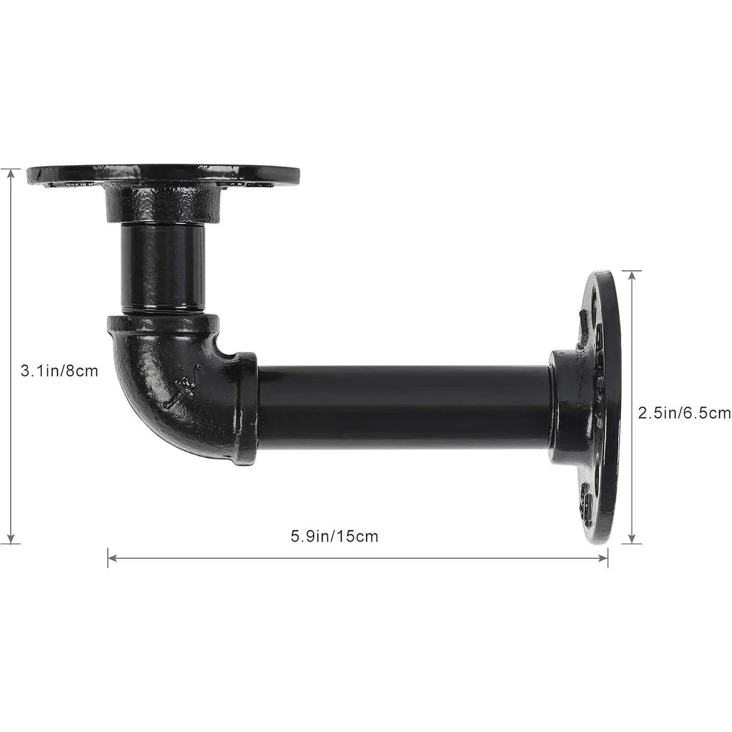Hign-concerned Chemical Industrial Iron Pipe Shelf Brackets 4-Pack Heavy Duty Wall Mount