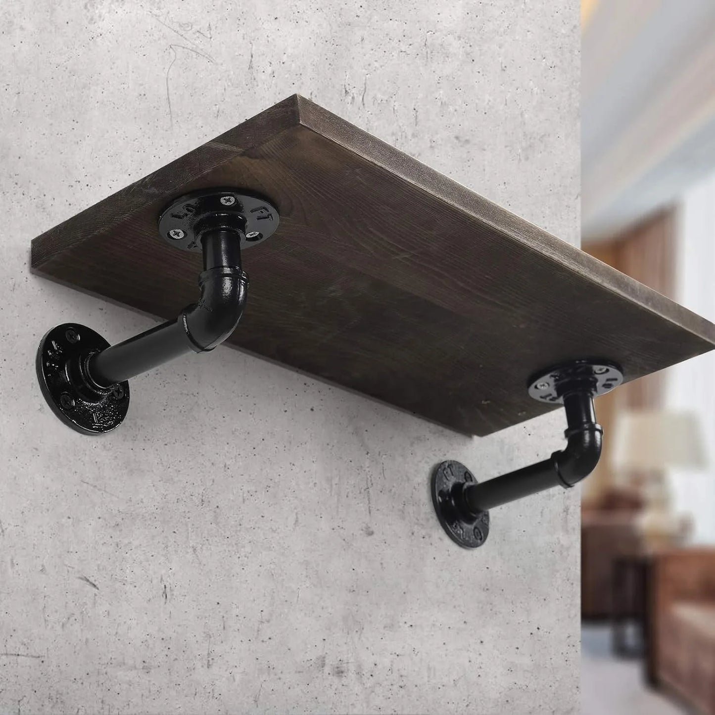 Hign-concerned Chemical Industrial Iron Pipe Shelf Brackets 4-Pack Heavy Duty Wall Mount