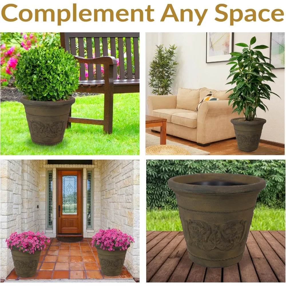 Arabella Large Polyresin Outdoor Plant Pot With Drainage